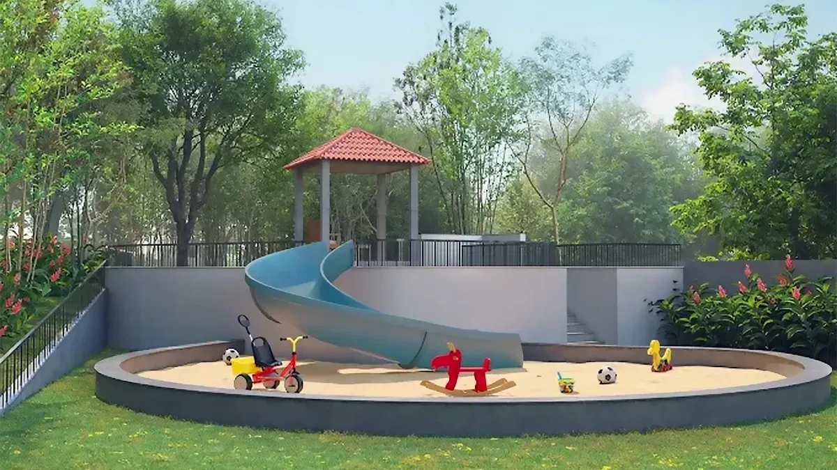 Kids play area at SOBHA Madison Heights Townpark with outdoor recreational space and greenery