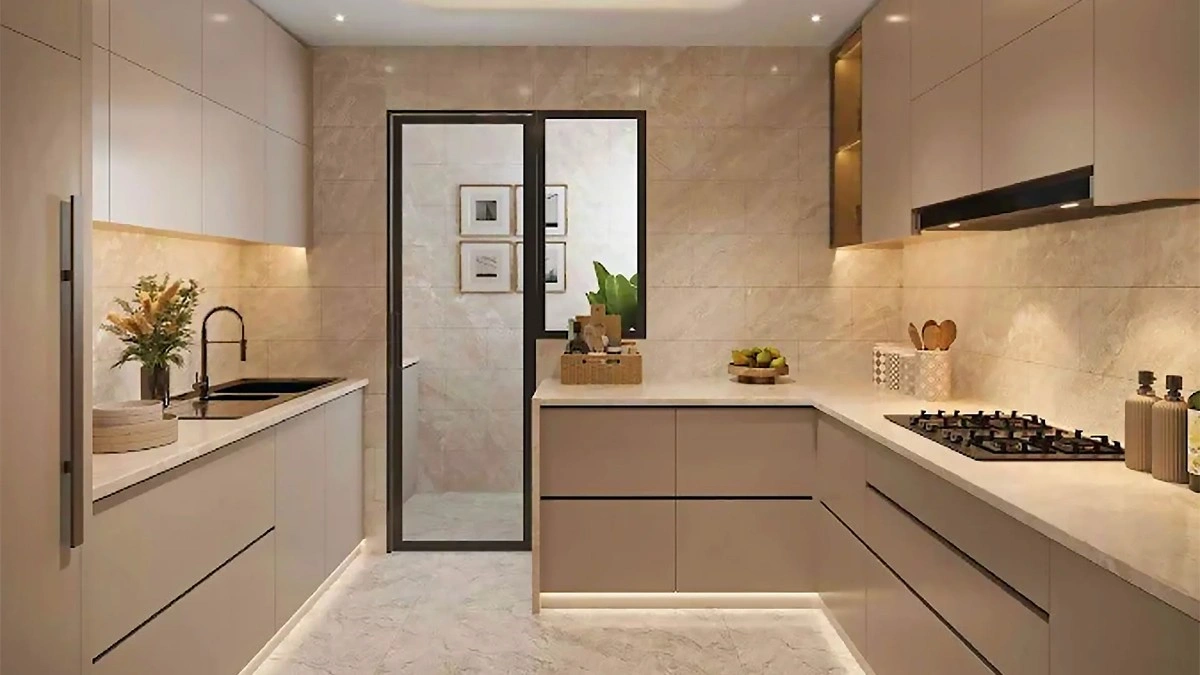 Modern modular kitchen at SOBHA Madison Heights Townpark with premium fittings and elegant interiors