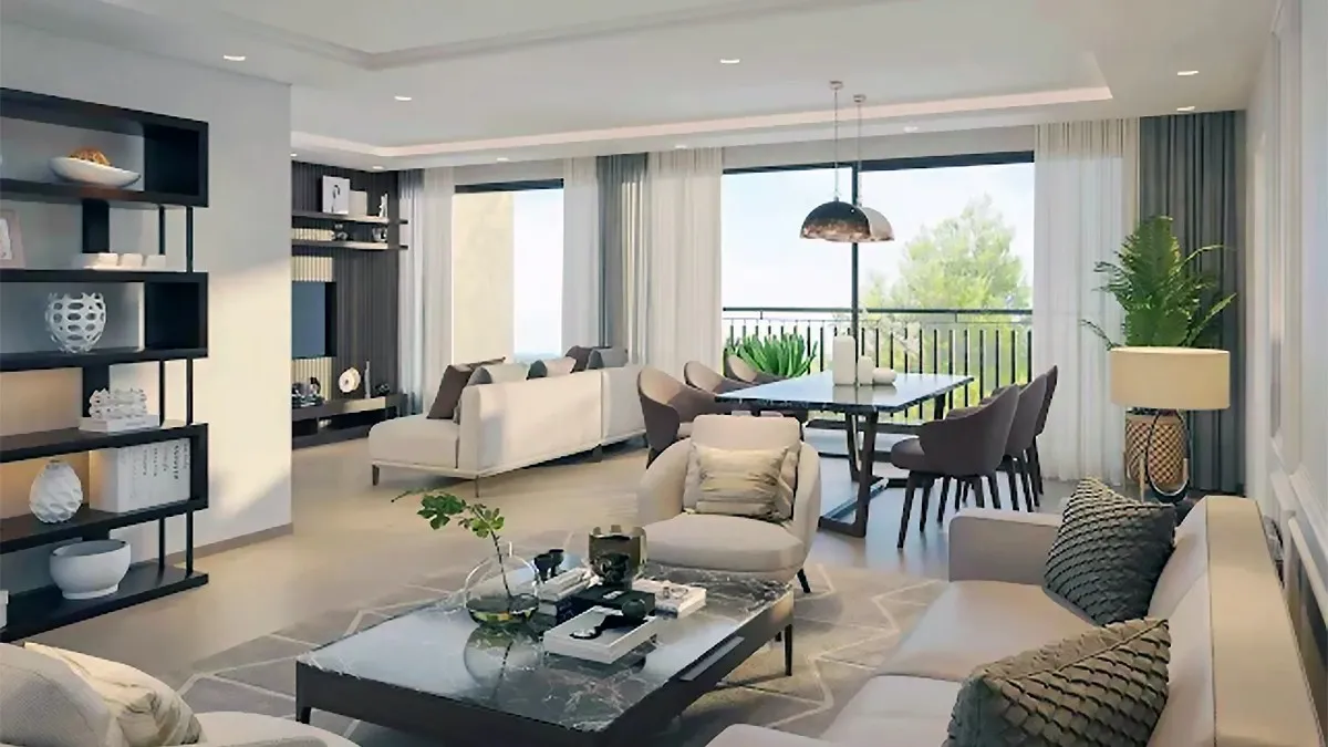 Elegant living room at SOBHA Madison Heights Townpark with contemporary furniture and spacious design