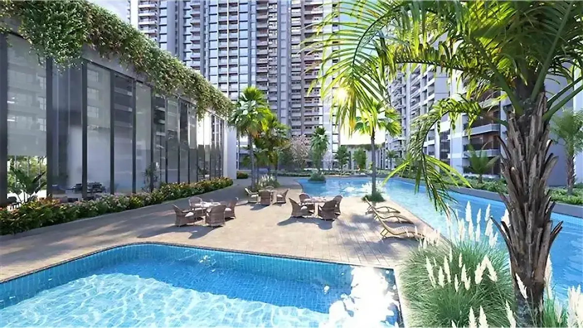 Premium clubhouse swimming pool at SOBHA Madison Heights Townpark Krishnasagara Bengaluru with elegant lighting and modern amenities