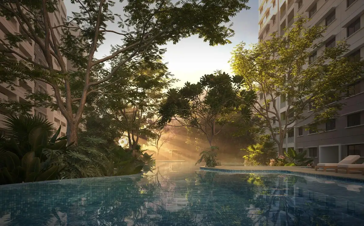 Beautiful landscaped garden and outdoor green spaces at Sobha Ayana residential project