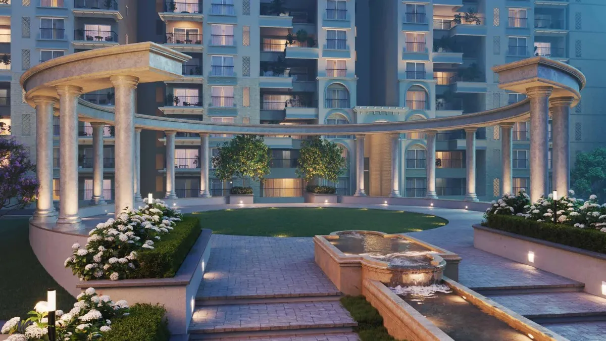 Exterior tower view at Sobha Neopolis featuring modern high-rise apartments, green surroundings, and premium architecture