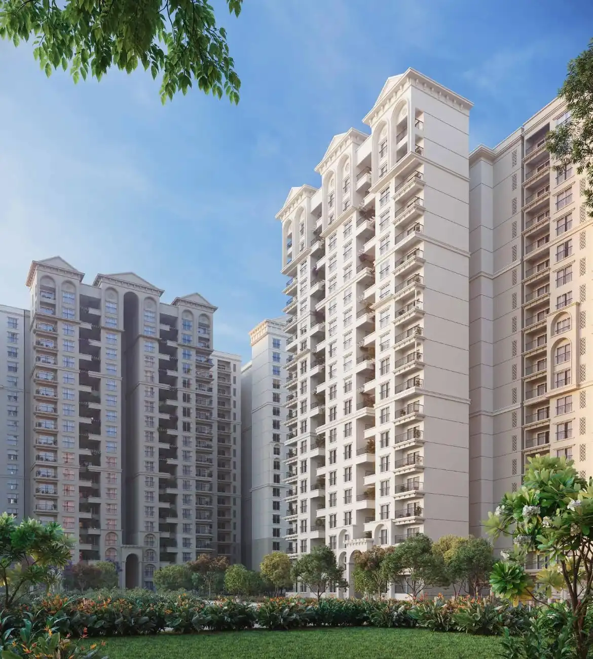 Garden area at Sobha Neopolis with landscaped greenery, open leisure spaces, and serene surroundings
